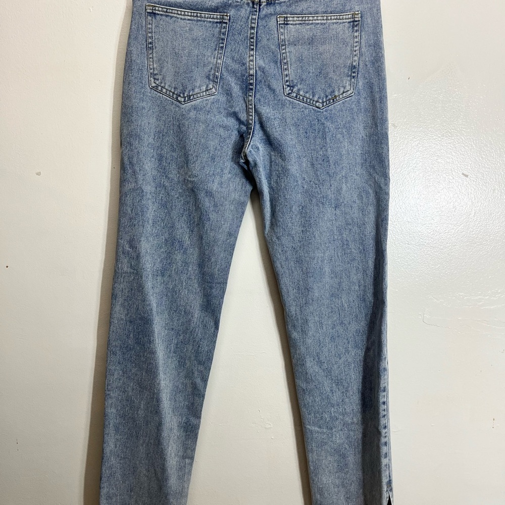 BOOHOO Jeans Blue‎ Stone Wash Blue High Rise Tapered Mom Women's Sz 4 - Picture 4 of 7
